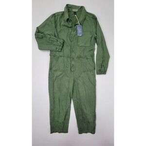 Universal Thread Jumpsuit Size 2‎ Green Denim Boilersuit Jumper Button Up NWT